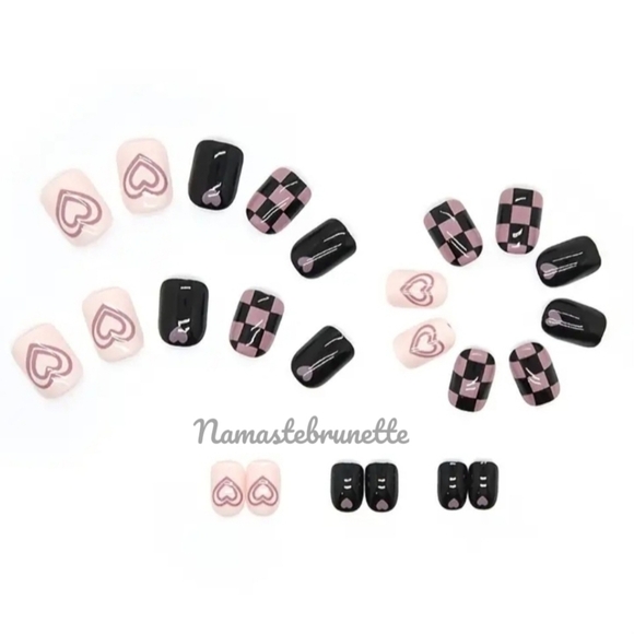 2/$16 Pink Hearts Press On Nails - Picture 6 of 16